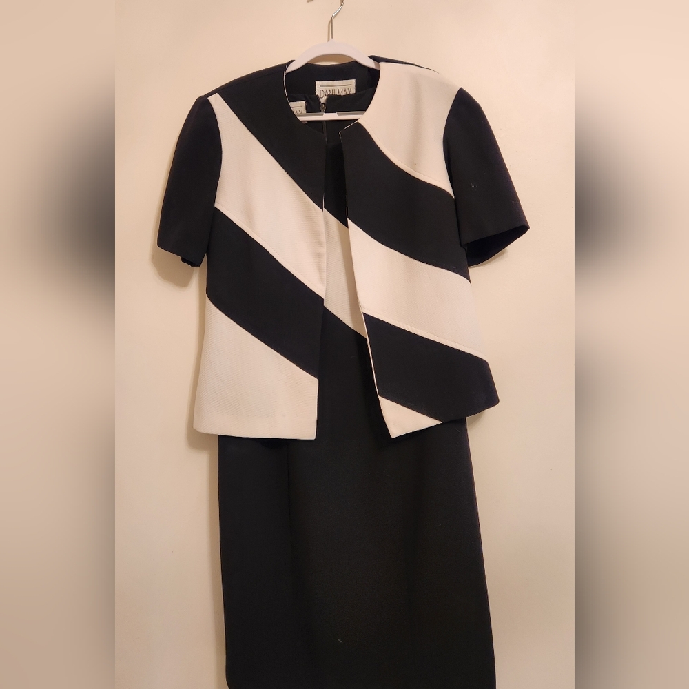 Black and White Short Sleeve Dress with Jacket by Dani Max